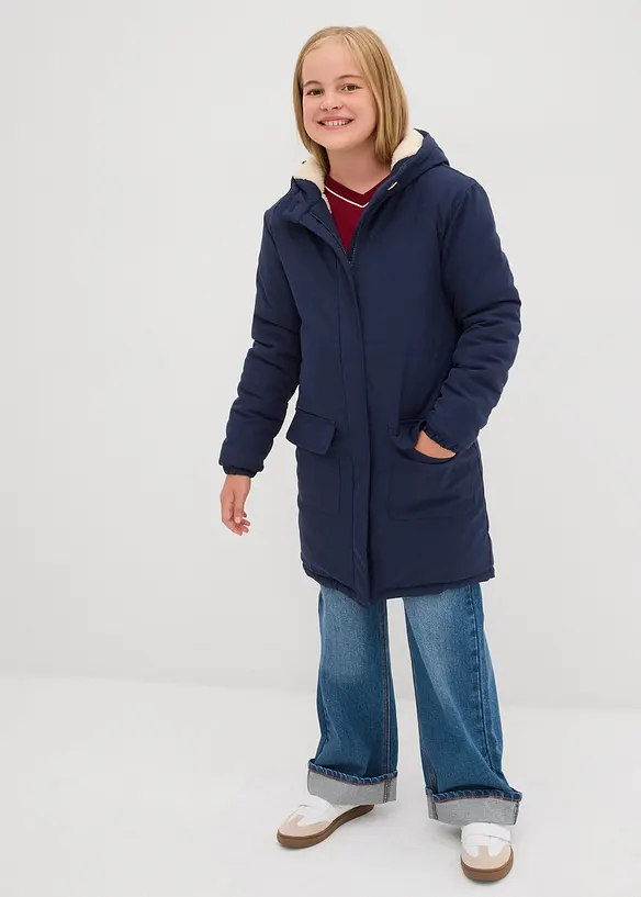 Waterafstotende lange winterjas met teddy voering, bonprix