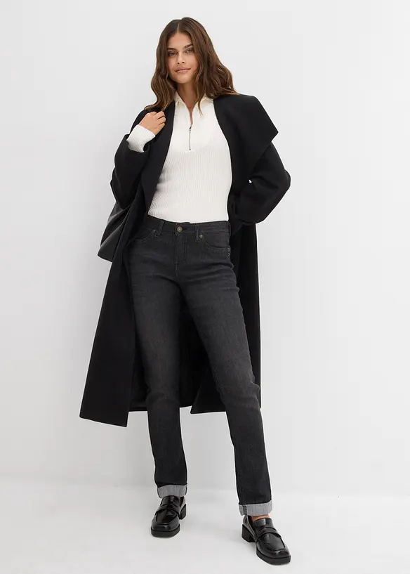 Stretch jeans mid waist, straight, bonprix