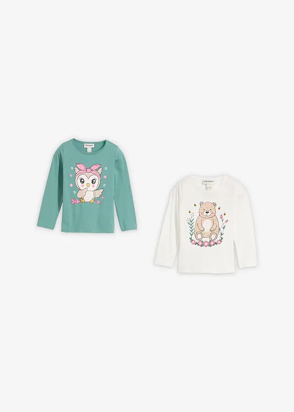 Meisjes longsleeve (set van 2), bonprix