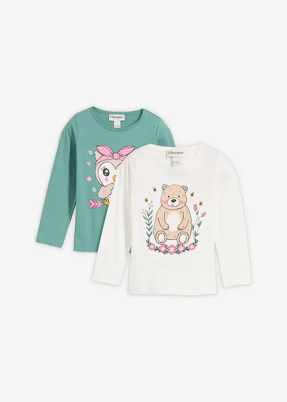 Meisjes longsleeve (set van 2), bonprix