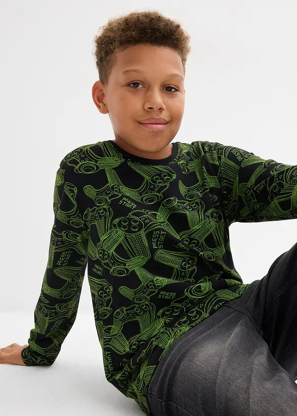 Longsleeve van zachte biologische katoenmix (set van 3), bonprix