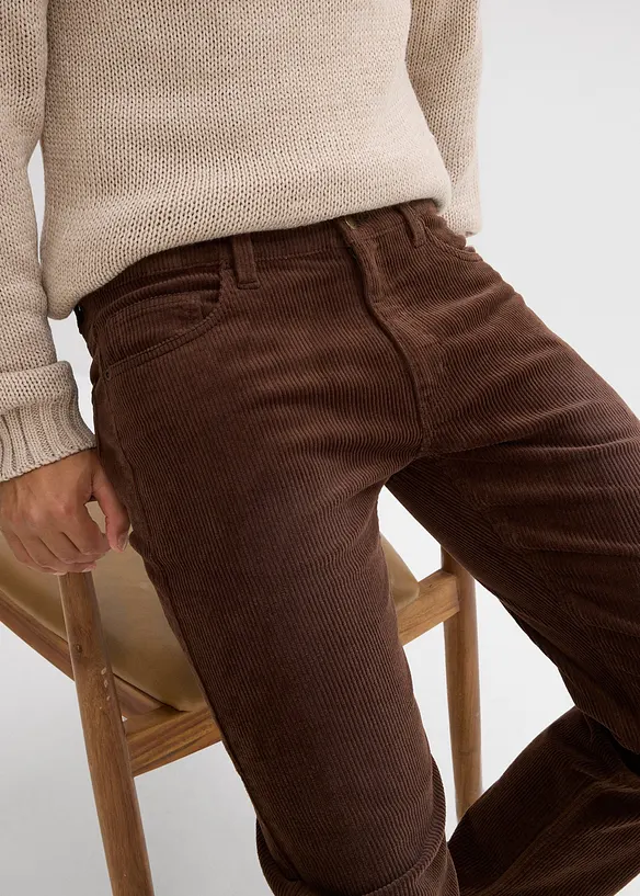 Regular fit stretch corduroy broek in washed out look, straight, bonprix