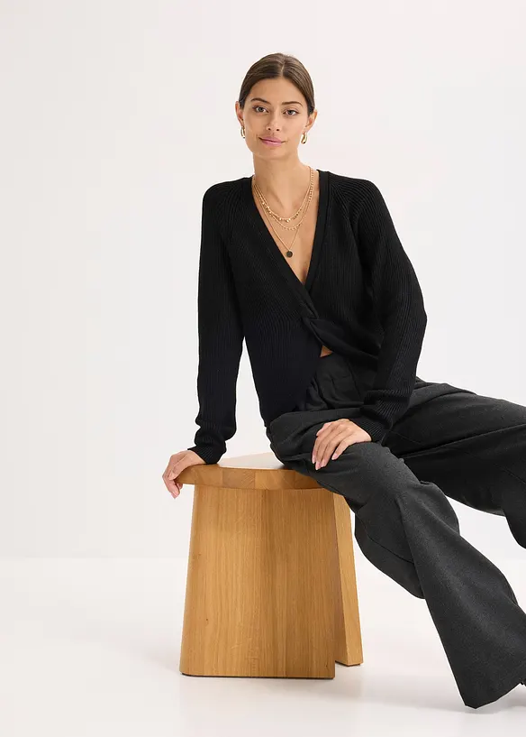 Geribde trui in een soepele viscosemix, bonprix