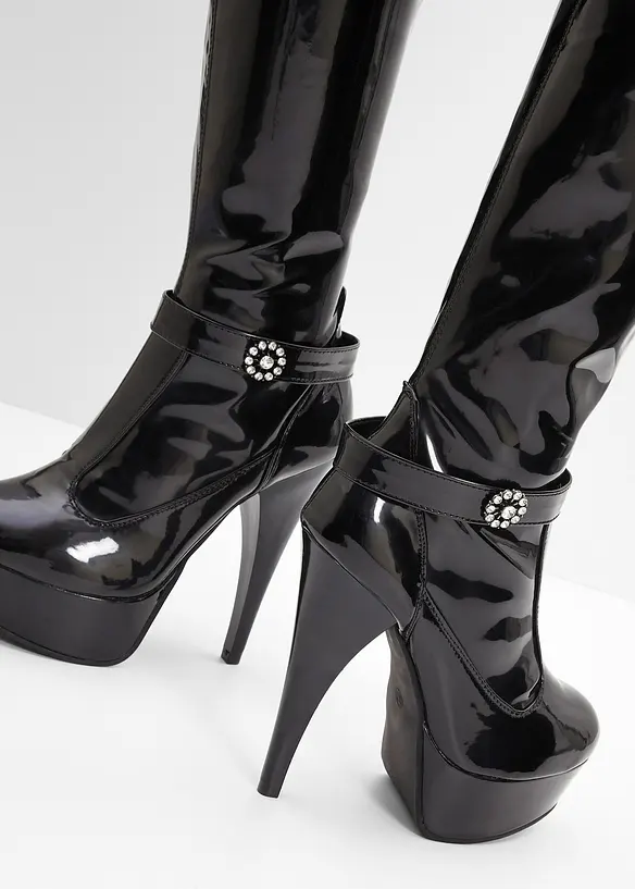 Overknee laklaarzen met plateauzool, bonprix