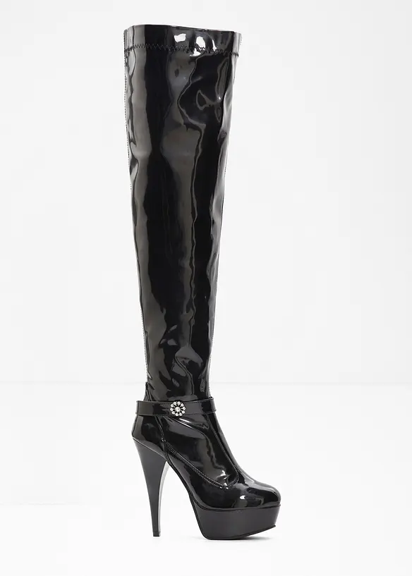 Overknee laklaarzen met plateauzool, bonprix