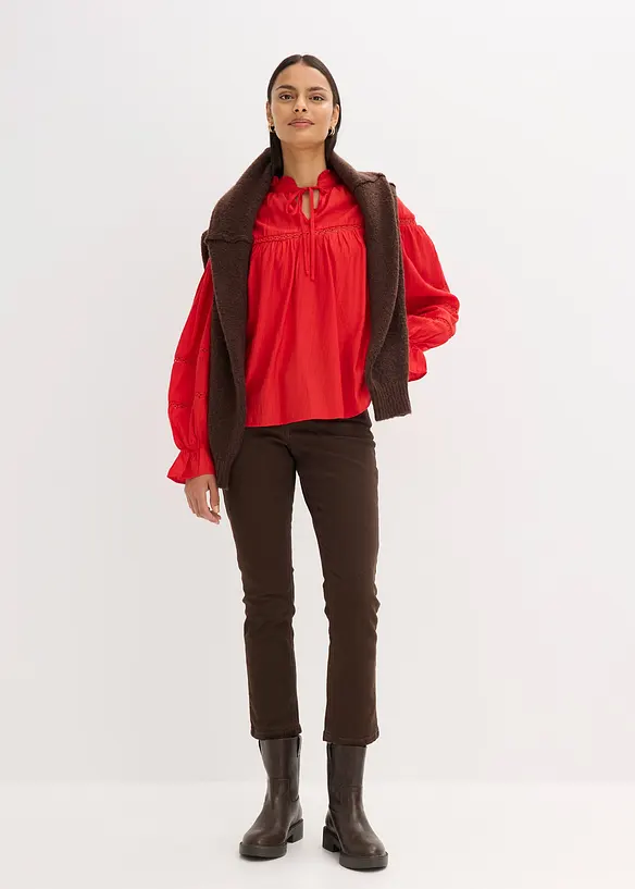 Blouse met strik van fijne viscosemix, bonprix