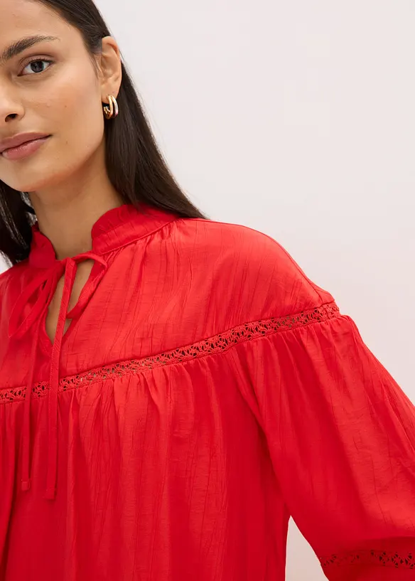 Blouse met strik van fijne viscosemix, bonprix