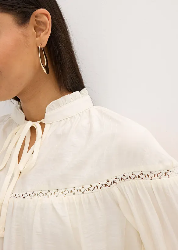 Blouse met strik van fijne viscosemix, bonprix