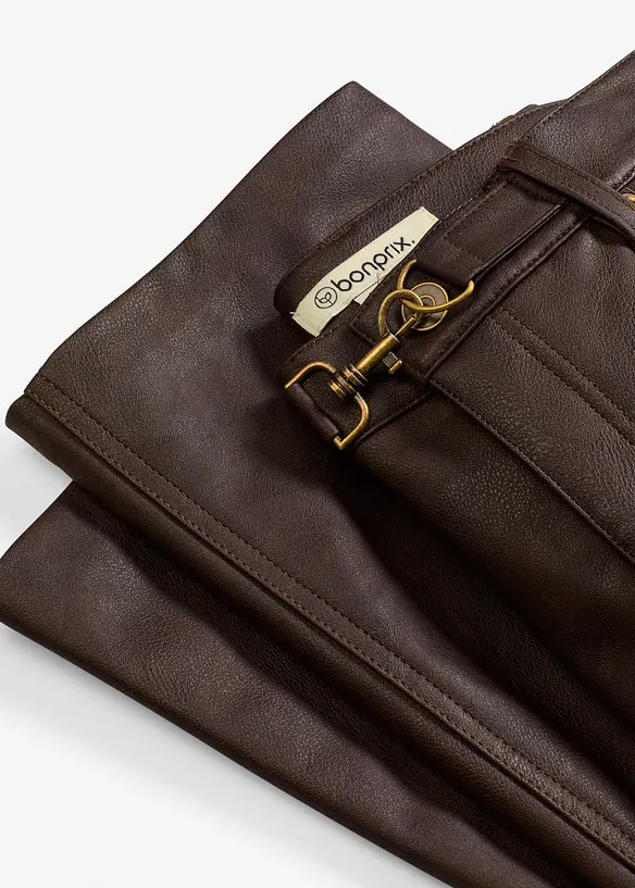 Imitatieleren broek in used look, bonprix
