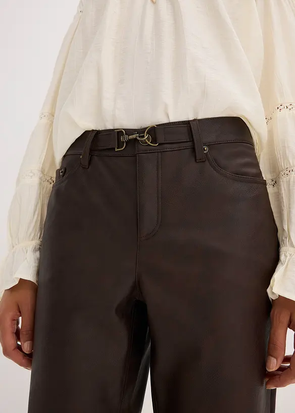 Imitatieleren broek in used look, bonprix