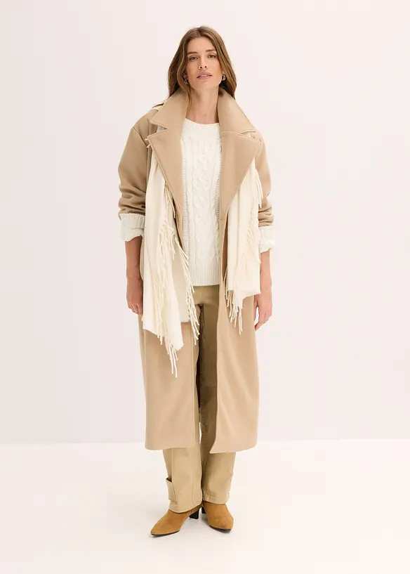 Lange oversized jas in wollen look, bonprix