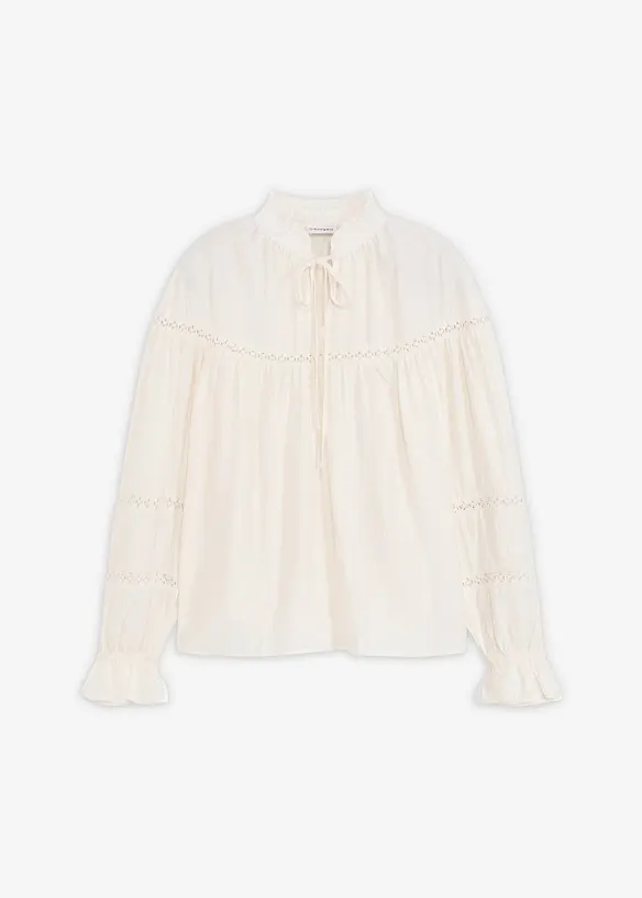 Blouse met strik van fijne viscosemix, bonprix
