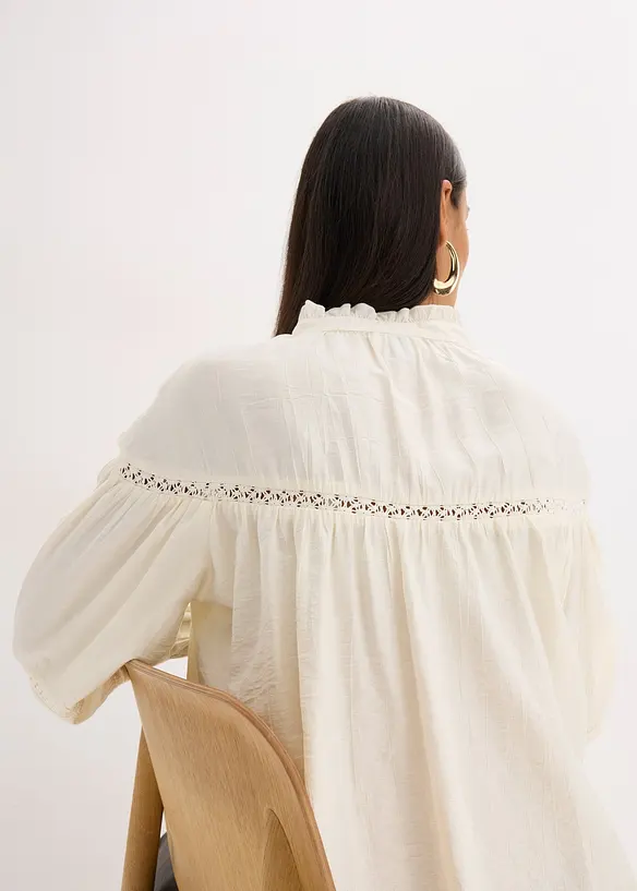 Blouse met strik van fijne viscosemix, bonprix