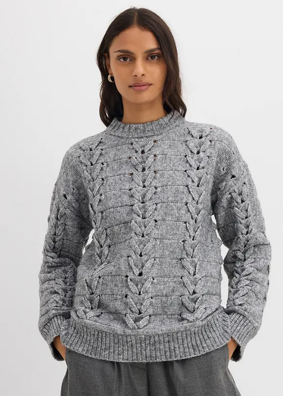 Grof gebreide trui met vlechtpatroon, bonprix