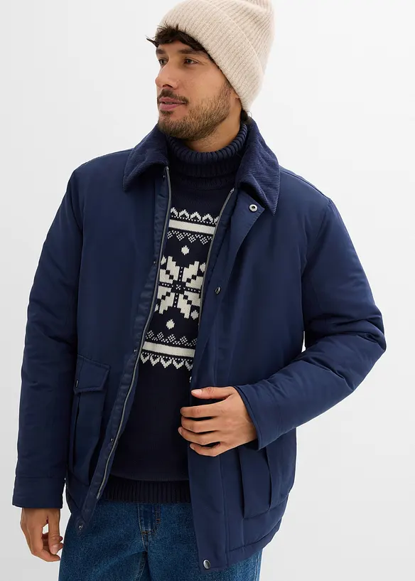 Gewatteerde winterjas met corduroy kraag, bonprix