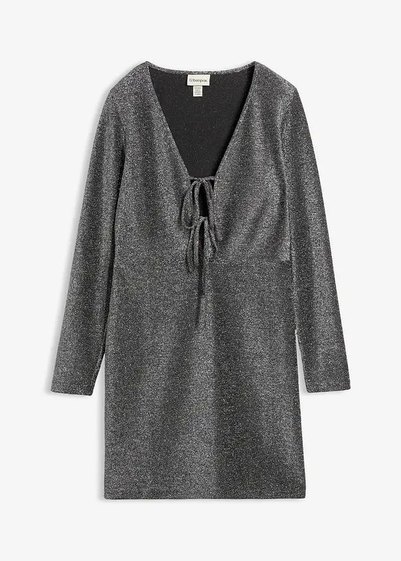 Glanzende mini jurk met een strikkoord, bonprix