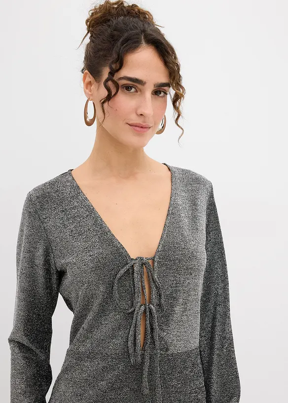 Glanzende mini jurk met een strikkoord, bonprix