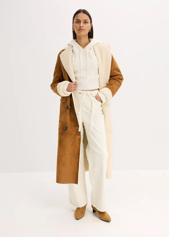 Grof gebreide trui met capuchon, bonprix