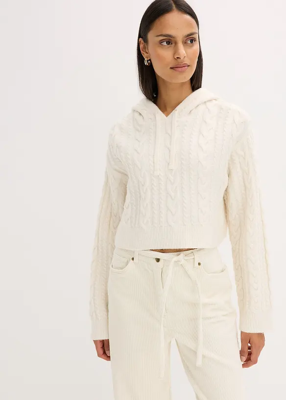 Grof gebreide trui met capuchon, bonprix