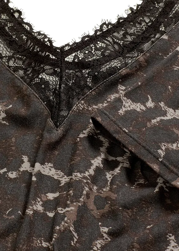 Body van modal met kant en halflange mouwen, bonprix