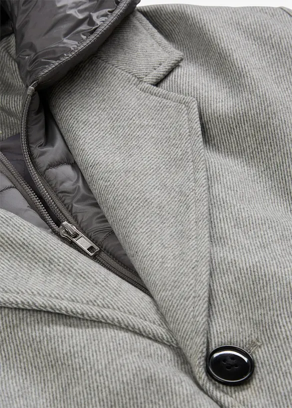 Lange 2-in-1 blazerjas met uitneembare capuchon, bonprix