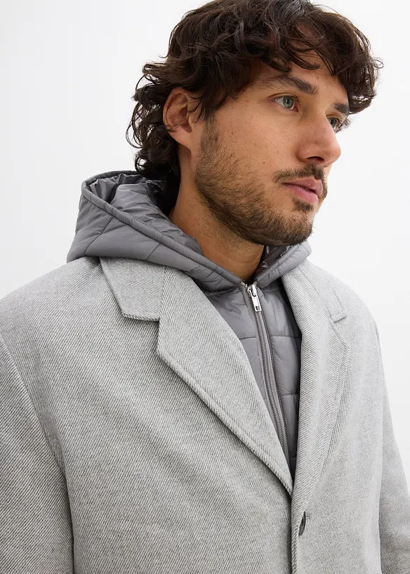 Lange 2-in-1 blazerjas met uitneembare capuchon, bonprix