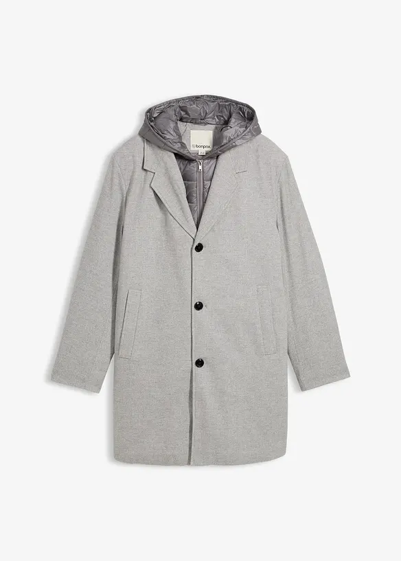 Lange 2-in-1 blazerjas met uitneembare capuchon, bonprix