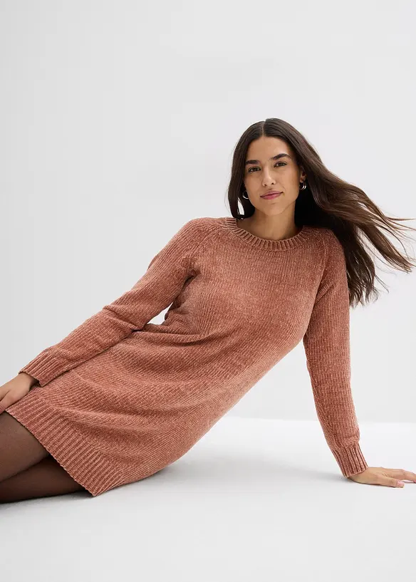 Gebreide oversized jurk van chenille, bonprix