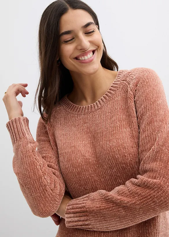 Gebreide oversized jurk van chenille, bonprix
