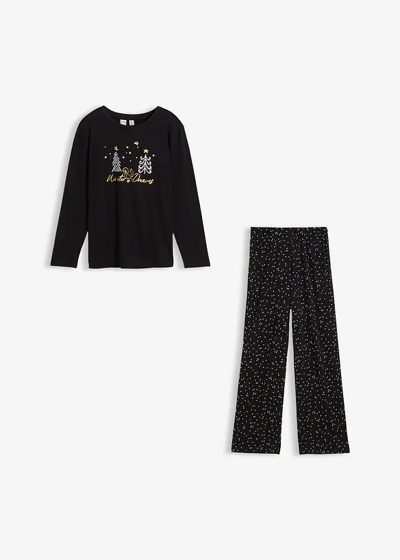 Pyjama van zacht katoen met glitterprint, bonprix