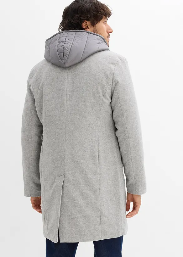 Lange 2-in-1 blazerjas met uitneembare capuchon, bonprix