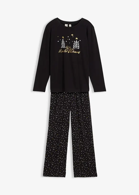 Pyjama van zacht katoen met glitterprint, bonprix