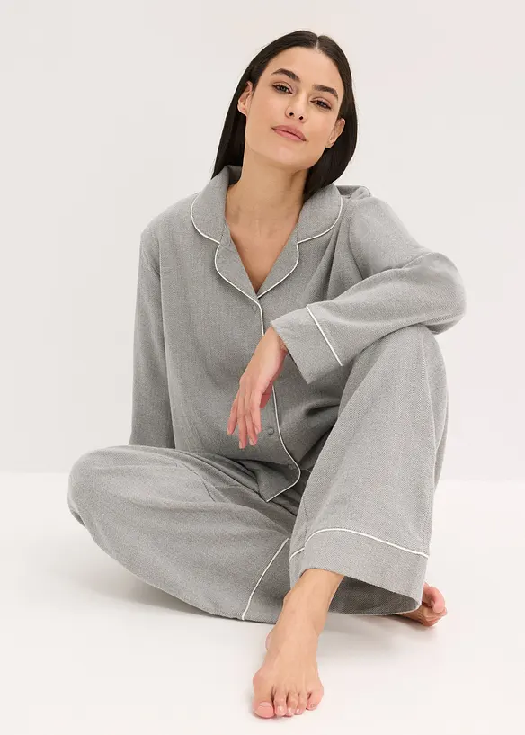 Geweven flanellen pyjama met visgraatpatroon, bonprix