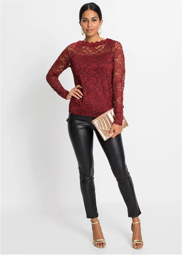 Kanten shirt met lange mouwen, bonprix