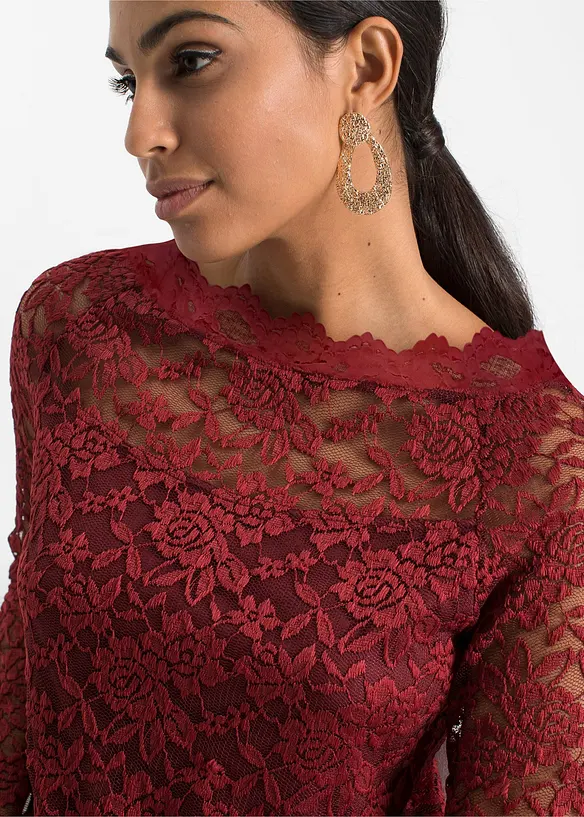 Kanten shirt met lange mouwen, bonprix