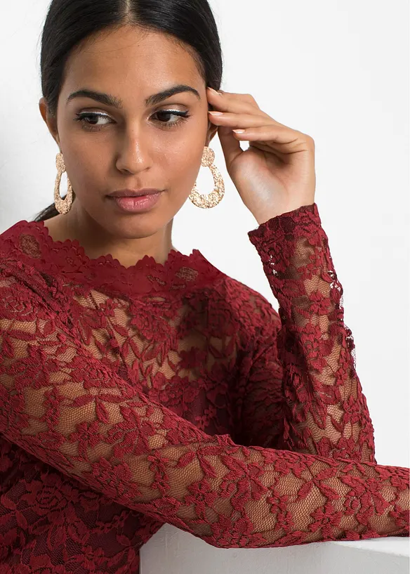 Kanten shirt met lange mouwen, bonprix