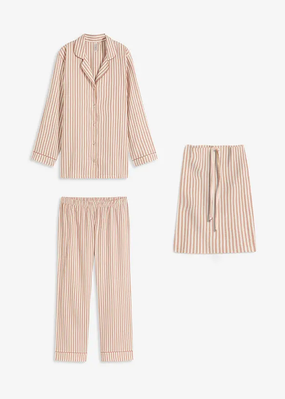 Geweven pyjama van flanel met cadeautasje (3-dlg. set), bonprix
