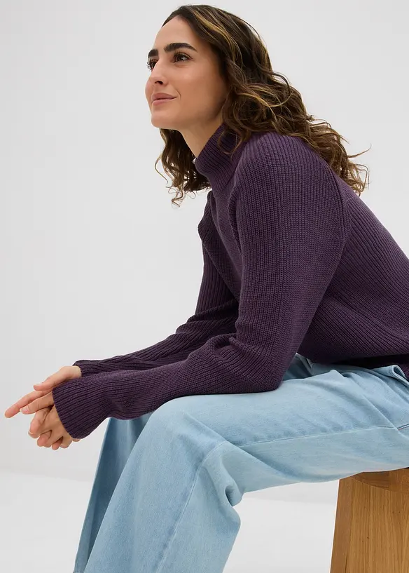 Fijngebreide trui van biologisch katoen, bonprix