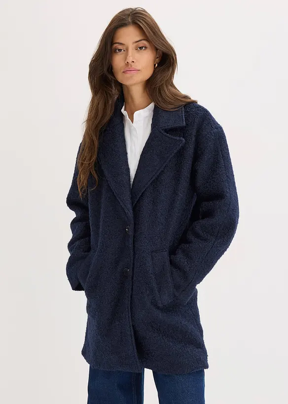Korte, oversized bouclé jas, bonprix