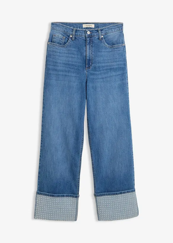 Straight jeans high waist met turn up, bonprix