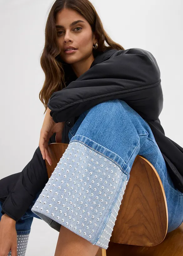 Straight jeans high waist met turn up, bonprix