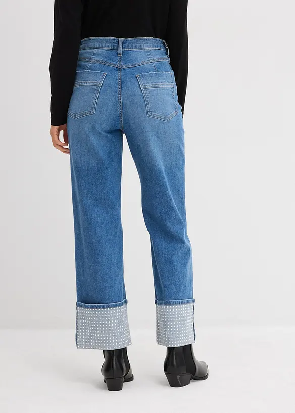 Straight jeans high waist met turn up, bonprix