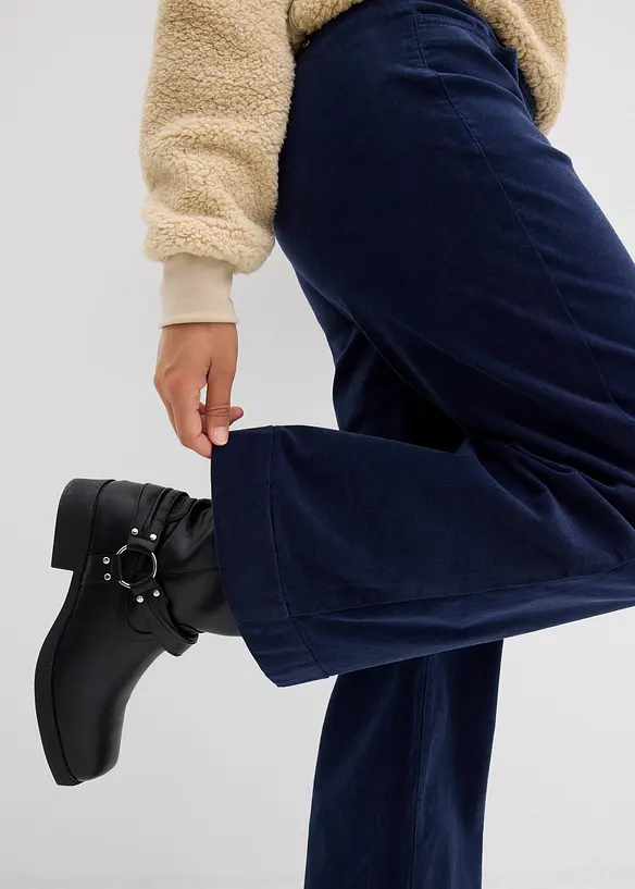 Wijde stretch corduroy broek, high waist, bonprix