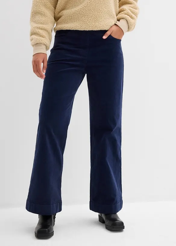 Wijde stretch corduroy broek, high waist, bonprix