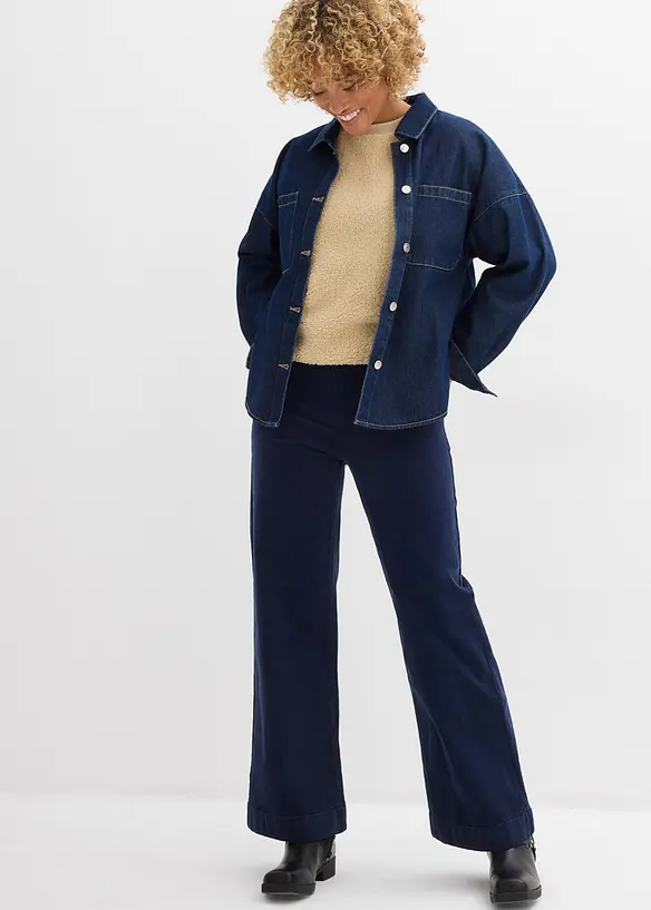 Wijde stretch corduroy broek, high waist, bonprix