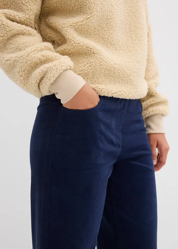 Wijde stretch corduroy broek, high waist, bonprix