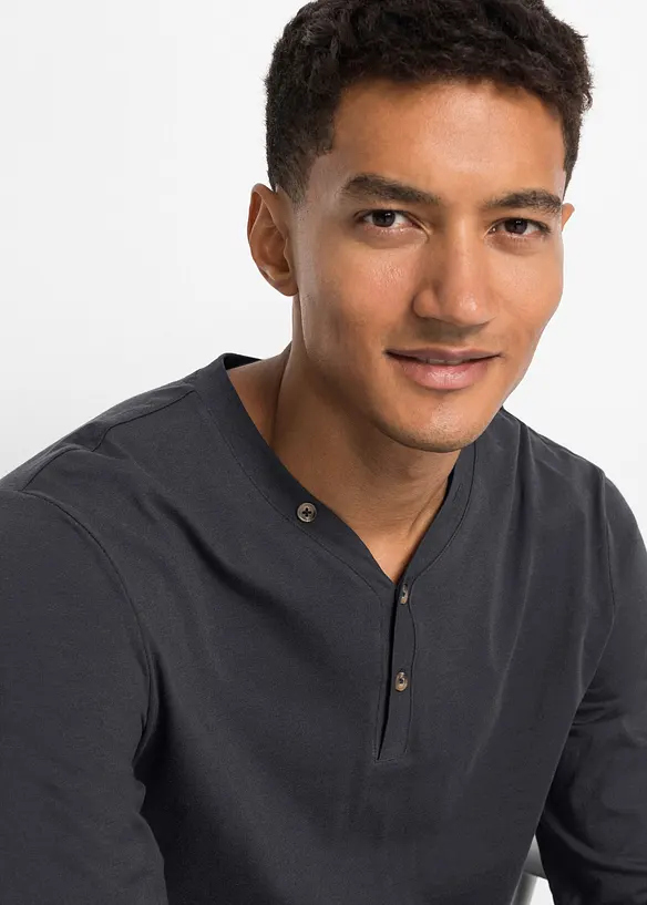 Henley longsleeve van biologisch katoen (set van 2), bonprix