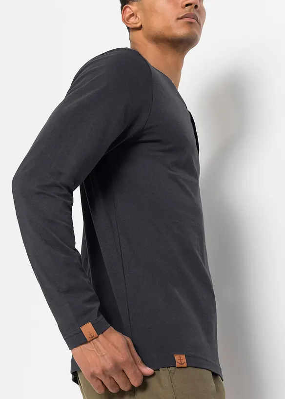 Henley longsleeve van biologisch katoen (set van 2), bonprix