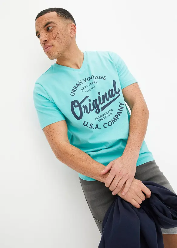 T-shirt met V-hals van biologisch katoen, bonprix