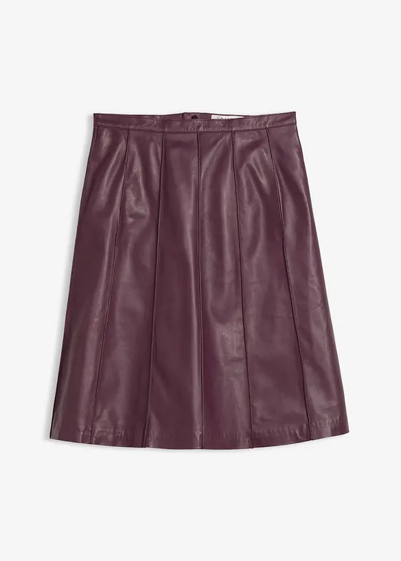 Uitlopende leren rok van lamsnappa, bonprix